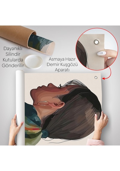 Güzel Retro Kadın Duvar Örtüsü-7606
