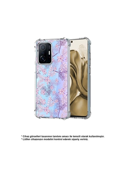 Samsung Galaxy A26 İle Uyumlu Floral Pudra Baskılı Şeffaf Köşe Korumalı Antişok Kılıf