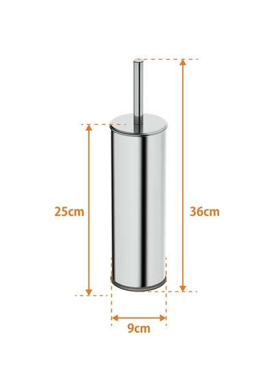Aqua Bagno Basic Klozet Ve Tuvalet Fırçası, Parlak Krom Paslanmaz krom
