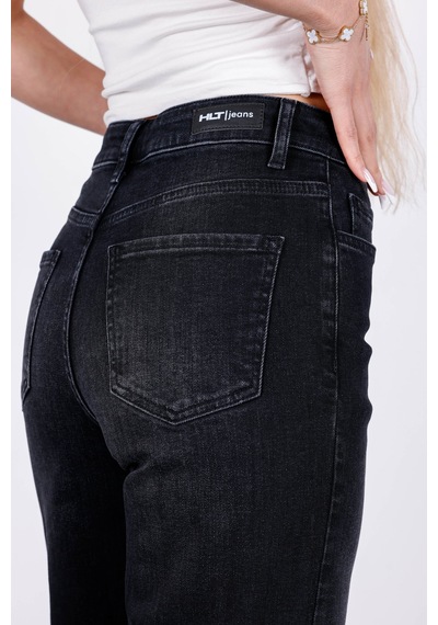 HLT Jeans Antrasit Kadın Wide Leg Jean Yüksek Bel Palazzo Likralı Esnek Kot Pantolon Jessica-2046