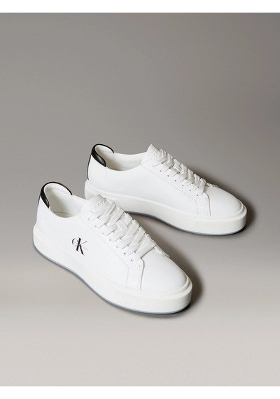 Calvin Klein Basket Cupsole Bağcıklı Deri Çok Renkli Kadın Beyaz Sneaker Yw0yw01945-01w Beyaz
