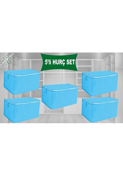Kazak Hurcu 5li Set Tela Dayanıklı Malzeme Çok Amaçlı Hurc 55x35x35 Tela Mavi Diğer