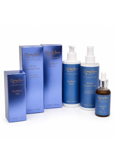 Dermaura Premium Saç Onarım Seti Keratin Saç Bakım Sütü + Saç Bakım Yağı + Onarıcı Saç Bakım Kremi
