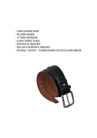Süzer Deri %100 Hakiki Deri Desenli 4 Cm. Tokalı Klasik Erkek Kemer Siyah