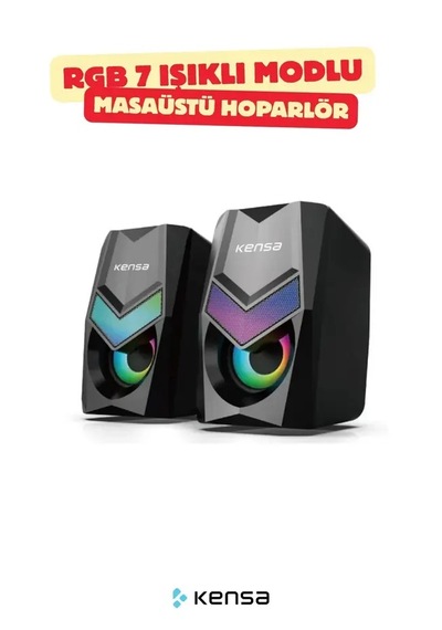 Rgb Işıklı Masaüstü Usb Hoparlör 6w Stereo Ses, 1000 Mah Şarjlı, Bilgisayar & Laptop Uyumlu
