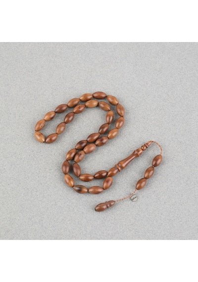 Kuka Orijinal Doğal Lapisdo İmzalı Bilek Boy Arpa Kesim 6.5x11mm Tesbih Kahverengi