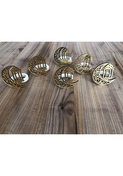 Ramazan Özel Peçete Halkası Model-2 6 Adet Çok Renkli