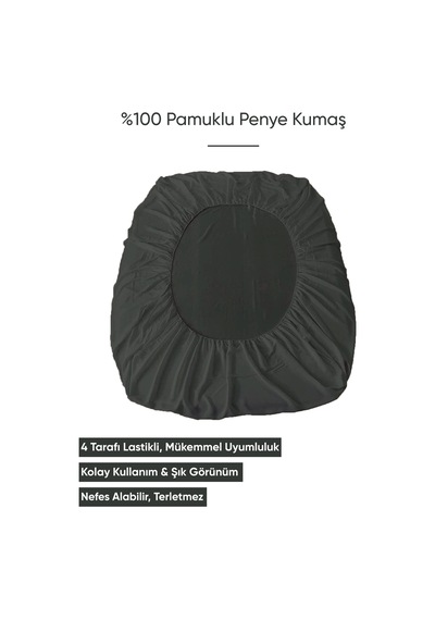 Penye Lastikli Çarşaf Pamuklu Jersey Tek Kişilik 100x200cm Antrasit Antrasit