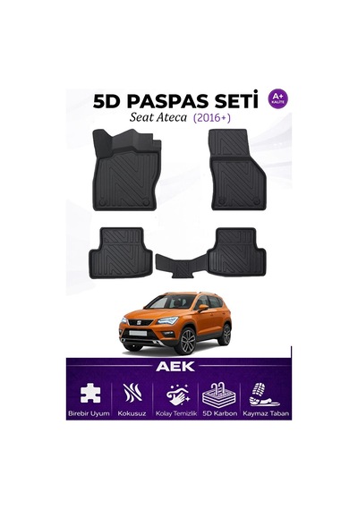 Seat Ateca 2016+ Araca Özel Havuzlu "karbon" Paspas Takımı