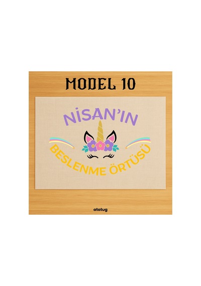 Kız Çocuk İsme Özel Beslenme Örtüsü / Amerikan Servis - Unicorn Temalı 28x40 Cm Krem