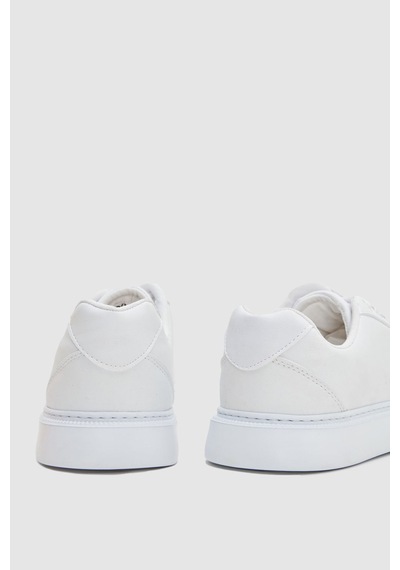 D's Damat 0EC09ORT0378 Beyaz Kalın Beyaz Tabanlı Bağcıklı Sneaker Ayakkabı Beyaz