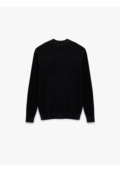 Koton Regular Fit Uzun Kollu Dokulu Pamuklu Dik Yaka Kışlık Triko Kazak Siyah 6wam70022ht