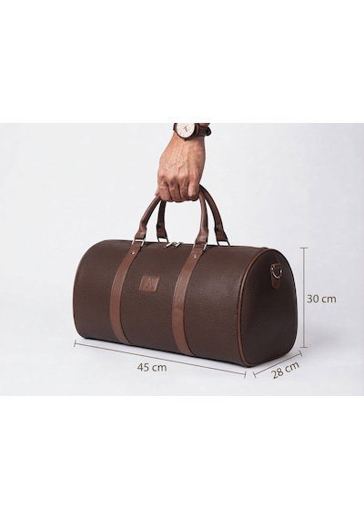 Klasik Vegan Deri Unisex Seyahat Spor Hastane El Ve Omuz Çantası Kabin Boy El Valizi Hostes Bavulu 45x30x28 Cm Acı Kahverengi