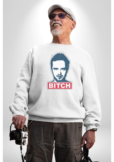 Breaking Bad Unisex Beyaz Baskılı Sweatshirt Beyaz