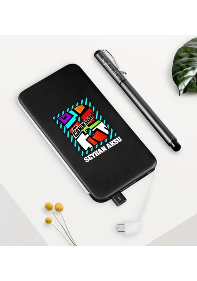 Kişiye Özel Canım Babam Siyah 5000 Mah Powerbank Ve Kalem Seti-3