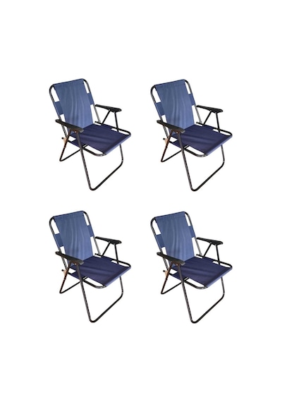 Plastik Kollu Katlanir 4 Lü Piknik Ve Kamp Sandalyesi Mavi 46,5x40,5x41 Cm Sirt 57x55x81 Cm Lacivert