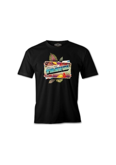 When İn Doubt Travel Postcard Siyah Erkek Tshirt 001