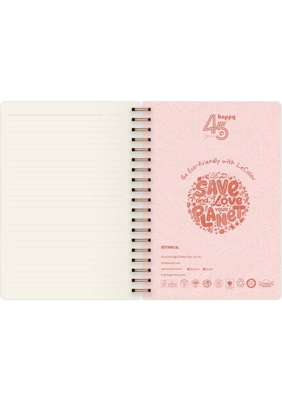 Botanical Spiralli Defter Çizgili Pembe 17x24 Cm