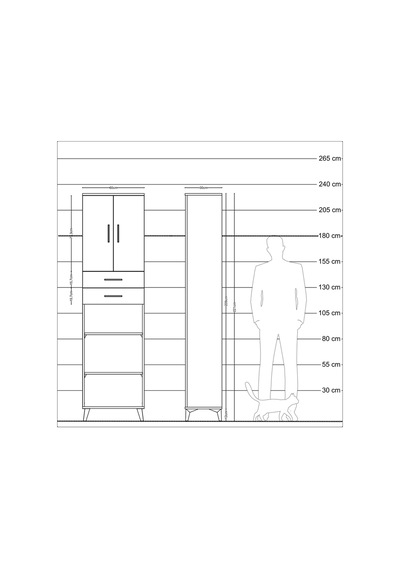Arges Dolap 4 Raflı 2 Çekmeceli 2 Kapaklı 60x30x221 Aytaşı-ay... Aytaşı