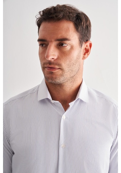 İmza Beyaz Yarım İtalyan Yaka Uzun Kol Cepsiz Slimfit Fit Classic Gömlek 1004255162 Duman Beyaz