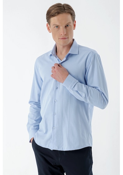 Morven Erkek Mavi Trend Baskılı Desenli İtalyan Yaka Slim Fit Gömlek 24mc004011300 Mavi