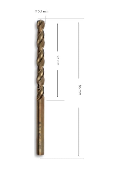 MTE 5,3 mm Paslanmaz Matkap Ucu Altın Seri HSS-E DIN 338