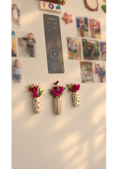 El Yapımı Seramik Minyatür Buzdolabı Saksı Magnet