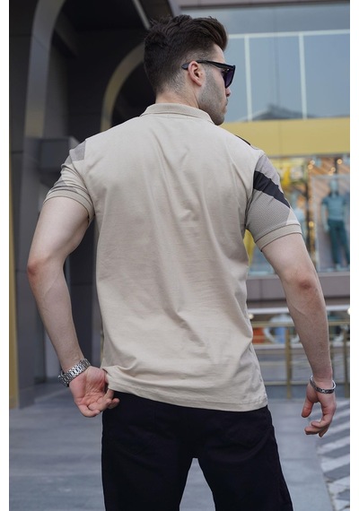 Madmext Bej Desenli Polo Yaka Erkek Tişört 6081-bej Bej