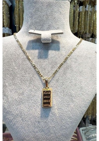 Külçe Küçük Boy 14 K Renk Altın 60 Cm Kolye Gold