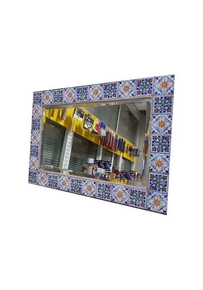 Nsp Dekoratif Ayna 47cm 33cm Doğal Seramik Model 101 Çok Renkli
