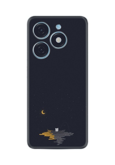 Tecno Spark 20 Spark 20c Kılıf Silikon Desen Özel Seri Ay Ve Kedi 1683