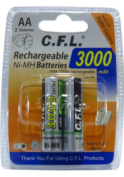 ŞARJLI PİL AA KALEM 3000MAH Nİ-MH (2 ADET) CFL