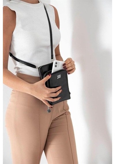 Silver Polo Sp1011 Kadın Telefon Çantası Alaska Siyah-rugan Siyah