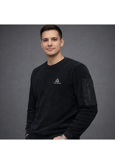 Tad Gear Saf Polar Kışlık Üşütmez Taktik Sweat Kol Detaylı Siyah