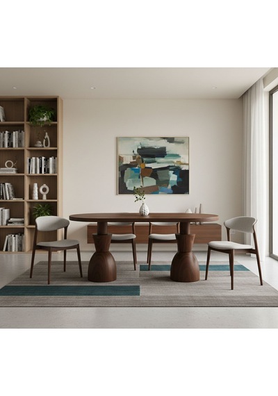 Monera Oval Ahşap Yemek Masası 90x170 Ceviz