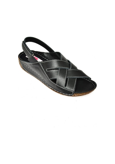 Fox Shoesp555012303 Siyah Hakiki Deri Comfort Ortopedik Taban Kadın Sandalet Siyah