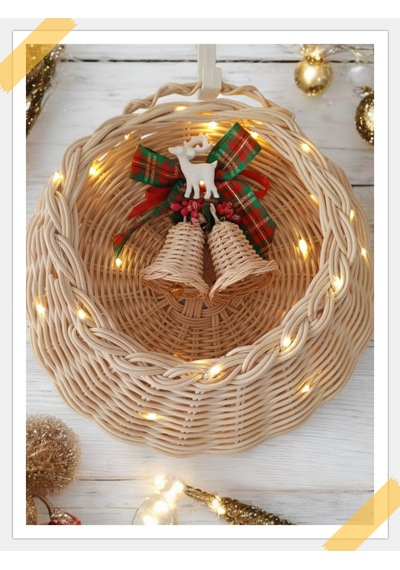 Bambu Led Işıklı Duvar Sepeti Bej