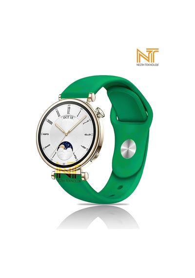 Huawei Watch Gt4/gt5/gt6 41mm Uyumlu Yumuşak Silikon Spor Strap Kordon, 18mm, Koyu Yeşil Açık Kahverengi
