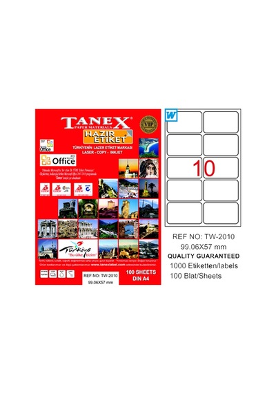 Tanex Lazer Etiket 100 Yp 99.1X57 Laser-Copy-Inkjet  Tw-2010