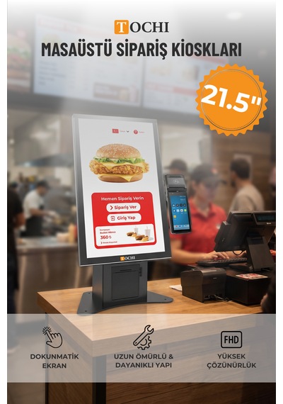 21,5 Inç Masaüstü Ödeme Kiosku Android Fhd Dokunmatik Ekran Yazıcılı