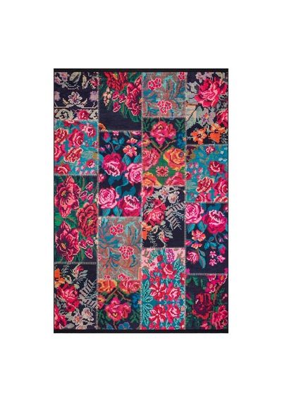 Patchwork Desen Dokuma Pamuk Taban Dijital Dekoratif Halı Kırmızı