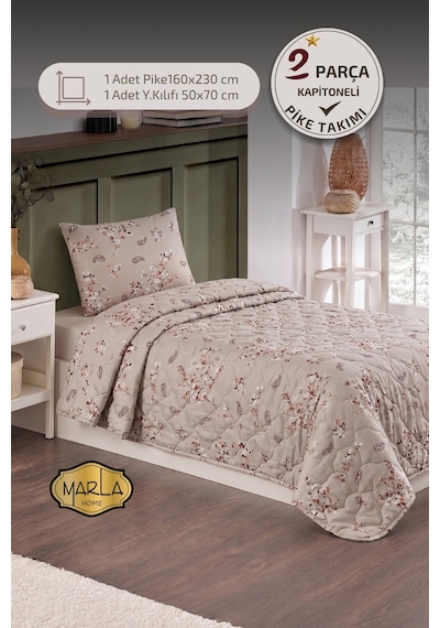 Tek Kişilik Pike Takımı 160x230 Cm Çok Amaçlı Yatak Örtüsü & Battaniye Bej