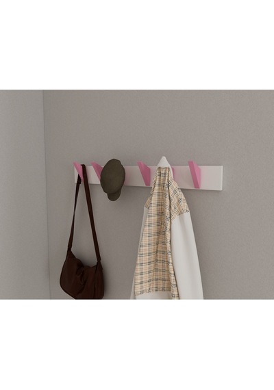 Hepsi3boyutlu Modern Duvar & Kapı Kanca Askılık - 6 Adet Pembe Kanca Askılık - Model No : 5 Pembe