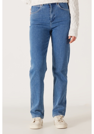 Wrangler Yüksek Bel Dar Paça Esnek Mavi Kadın Mom Jean Denim Kot Pantolon W27M68231 Mavi
