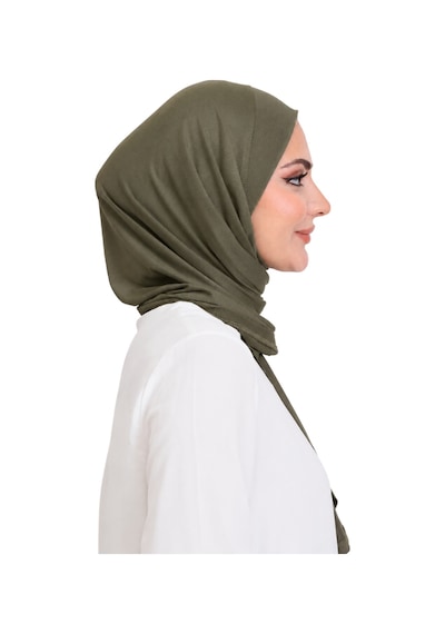 Modish Group Penye Boyun Kapamalı Şal Başörtü Hazır Giyim Turban Esnek Jersey Şal Haki