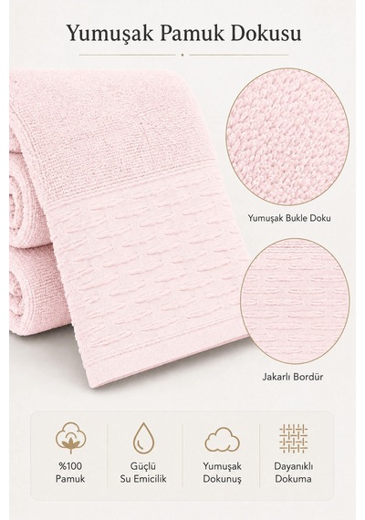 Banyo Havlusu %100 Pamuk 90x150 Cm Linea Collection 650 Gr Pembe