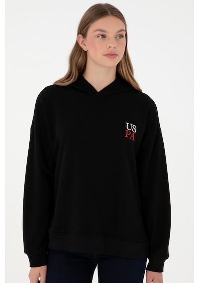 U.S. Polo Assn. Kadın Siyah Kapüşonlu Sweatshirt 50291265-VR046