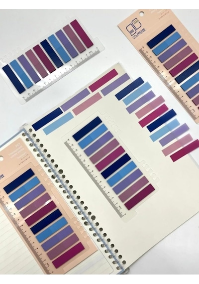 10 Renkli Cetvelli Pastel Mavi Ve Mor Tonları İndeks Sticker/index/post-it/postit/kitap Ayracı/