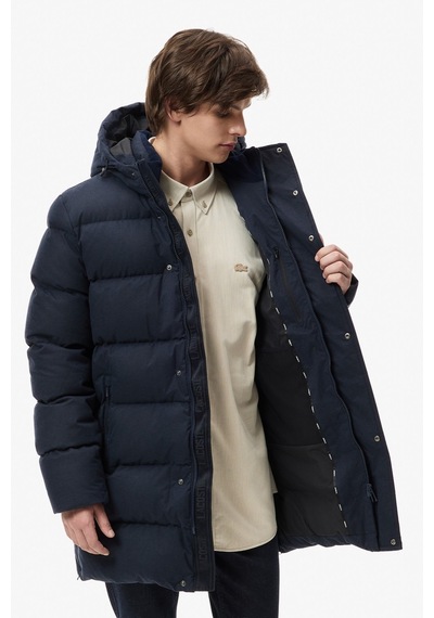 Lacoste Down Fill Mens Parka Sabit Kapüşonlu Kaz Tüyü Erkek Parka Lacivert Lacivert