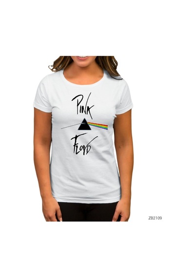 Pink Floyd Dark Side Of Moon White Beyaz Kadın Tişört Beyaz